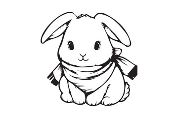 Rabbit line art vector art illustration
