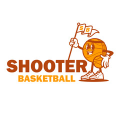 Iconic Basketball Championship Logo - Cartoon Basketball Character
