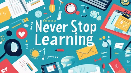 Never stop learning is the message of this image