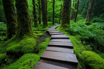 Olympic National Park's dense Bogachiel Rainforest, filled with moss-covered trees and a network of hiking trails