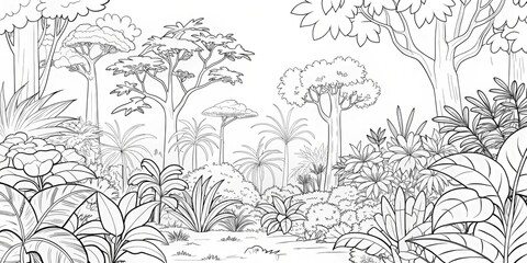 amazing black and white forest coloring. Forest coloring for kids and adults.
