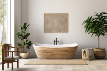 generated illustration of Clean bathroom interior with decorative objects.
