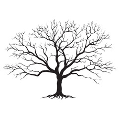 Fototapeta premium Black tree Symbol style and white background, Natures Elegy A Dead Tree in Black Vector Faded Majesty Monochromatic Vector
