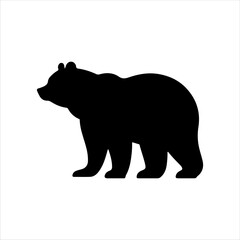 Simple black bear silhouette vector illustration design on white background.