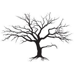 Black tree Symbol style and white background, Natures Elegy A Dead Tree in Black Vector Faded Majesty Monochromatic Vector