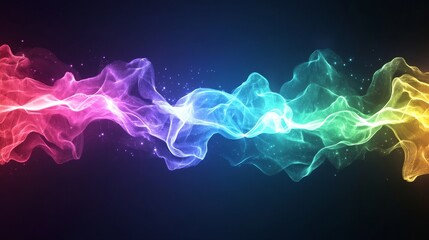 Abstract Colorful Neon Glowing Swirling Waves Background