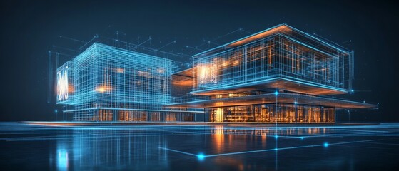 Fototapeta premium The Mirror of Reality, Digital Twin Technology