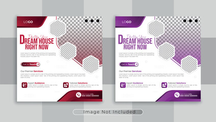 Real Estate social media post banner sale promotional post discount offer agency.