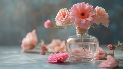Enchanting Floral Fragrance Diffuser with Real Flowers in a Decorative Glass Bottle for a Luxurious Home Aromatherapy Experience