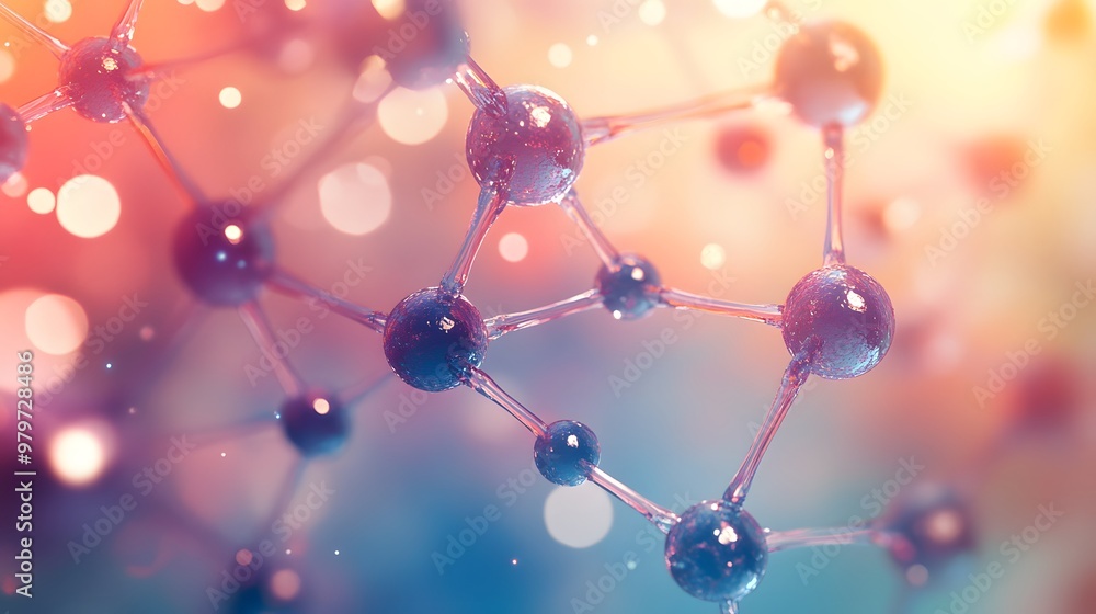 Poster a close-up of a molecule with a blurred background