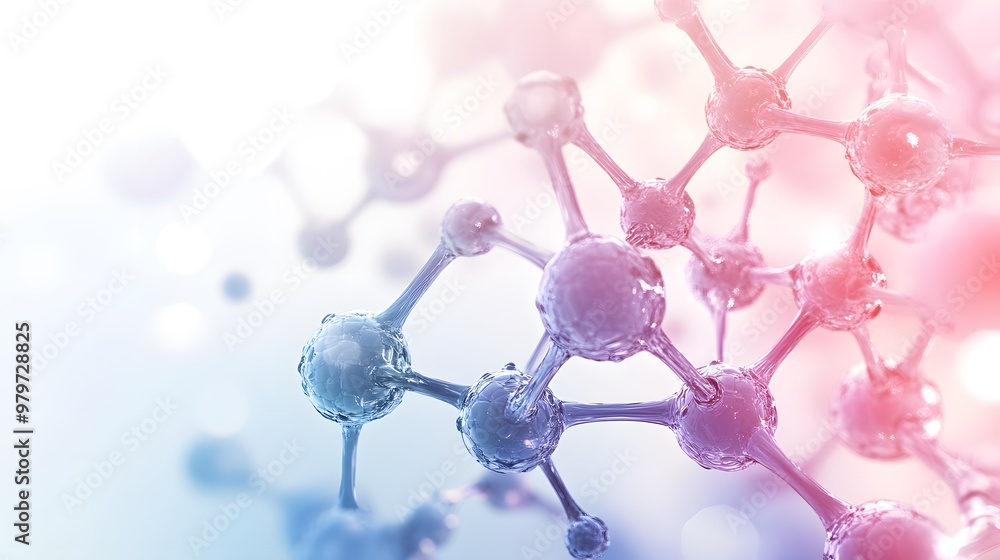 Poster abstract 3d render of interconnected molecular structure