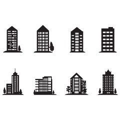 Obraz premium House Building silhouette Vector. City buildings silhouette set