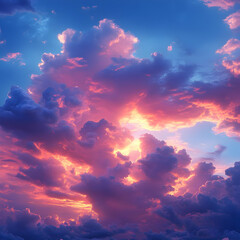 A Dramatic Sky with Pink and Purple Clouds Glowing with the Light of the Setting Sun, Creating a Beautiful and Captivating Natural Phenomenon