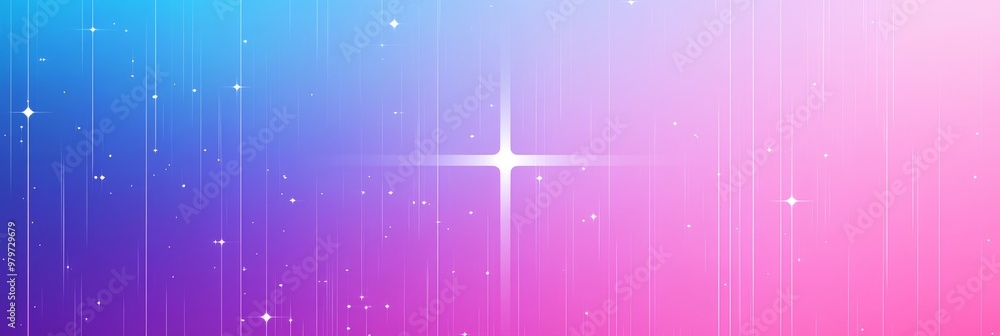 Poster a captivating gradient background transitioning from blue to pink, adorned with subtle shimmering li