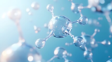 Abstract 3D Render of a Water Molecule with a Blue Background