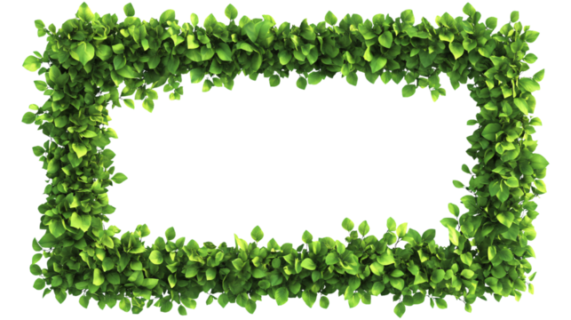 Rectangular frame border fresh dense green leaves natural element isolated on background