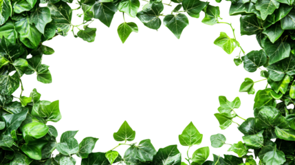 Rectangular frame border made of fresh green leaves nature isolated on transparent background