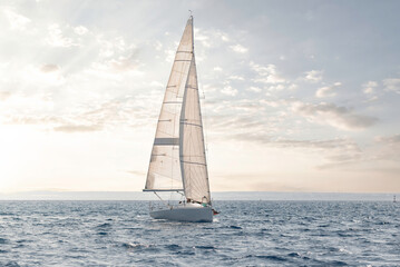 Serene sailing at golden hour