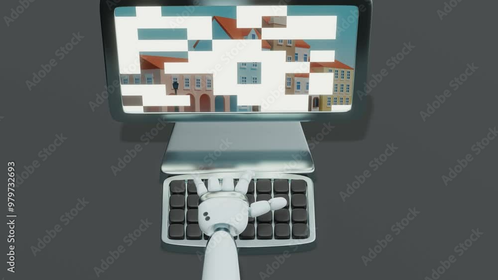 Poster artificial intelligence creating illustrations. minimal modern motion design. abstract animation