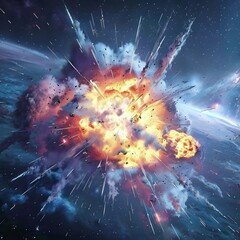 explosion of fire. explosion in the sky. background with space. Explosion in space Full HD