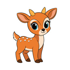 Deer color cartoon vector illustration style design