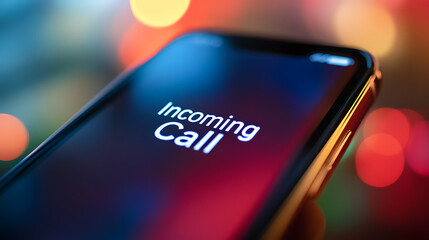Detailed Close-up of "Incoming Call" on Phone Display