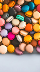 A plate of colorful macarons, each arranged in a circular pattern, creating a kaleidoscope of colors and textures