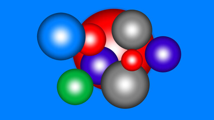 Bunte Kugeln auf blauem Hintergrund. Abstrakte Illustration 