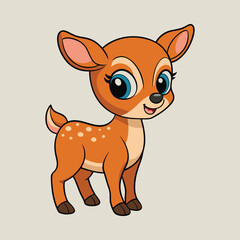 Deer color cartoon vector illustration style design