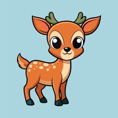 Deer color cartoon vector illustration style design