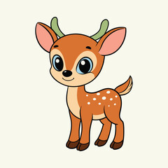 Deer color cartoon vector illustration style design