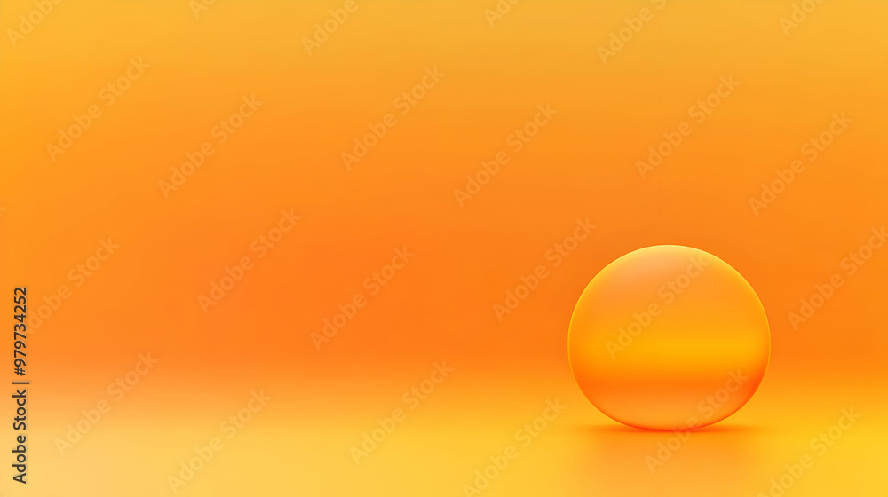Wall mural abstract orange gradient background with a large 3d glass sphere in the foreground