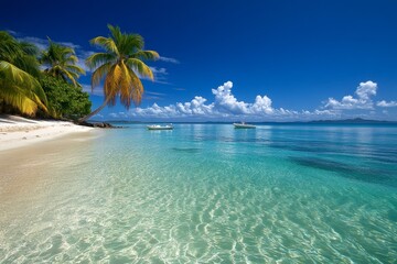 Fototapeta premium Trinidad and Tobago's tranquil Tobago Cays, offering clear blue waters and excellent snorkeling spots
