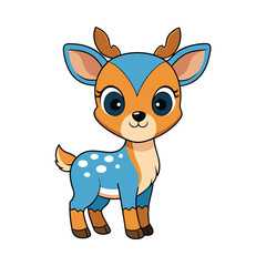Deer color cartoon vector illustration style design