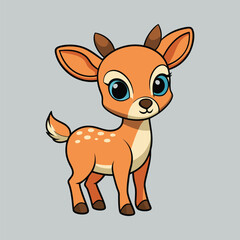 Deer color cartoon vector illustration style design