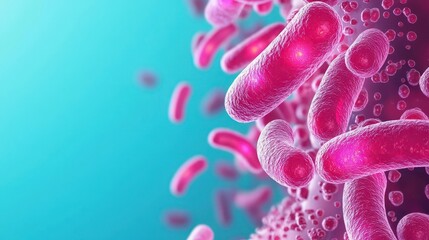 Probiotic bacteria helping restore gut health, glowing microorganisms interacting with gut lining