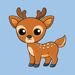 Deer color cartoon vector illustration style design