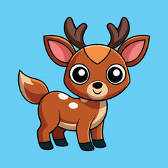 Deer color cartoon vector illustration style design