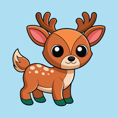 Deer color cartoon vector illustration style design