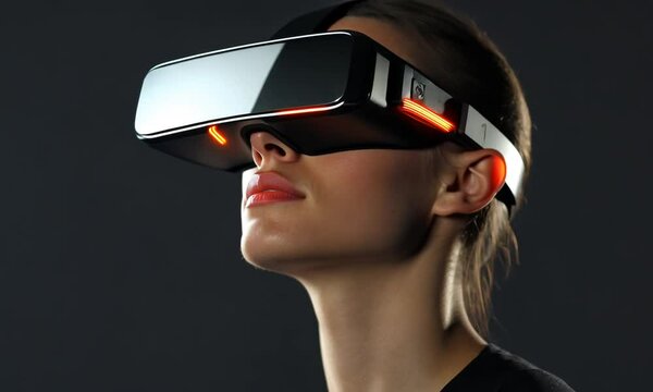Woman wearing a virtual reality headset