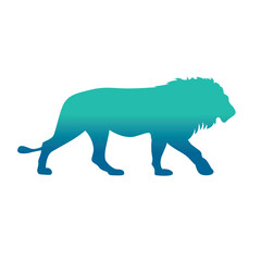 The silhouette of a lion. Original vector illustration in vintage style.