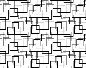 Repeating black square isolated on white background. Reticulate outline block.