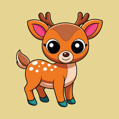 Deer color cartoon vector illustration style design