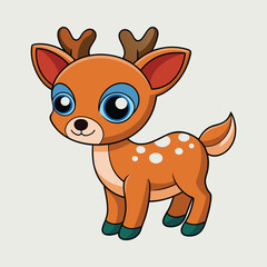 Deer color cartoon vector illustration style design