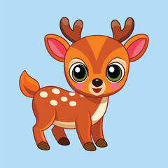 Deer color cartoon vector illustration style design