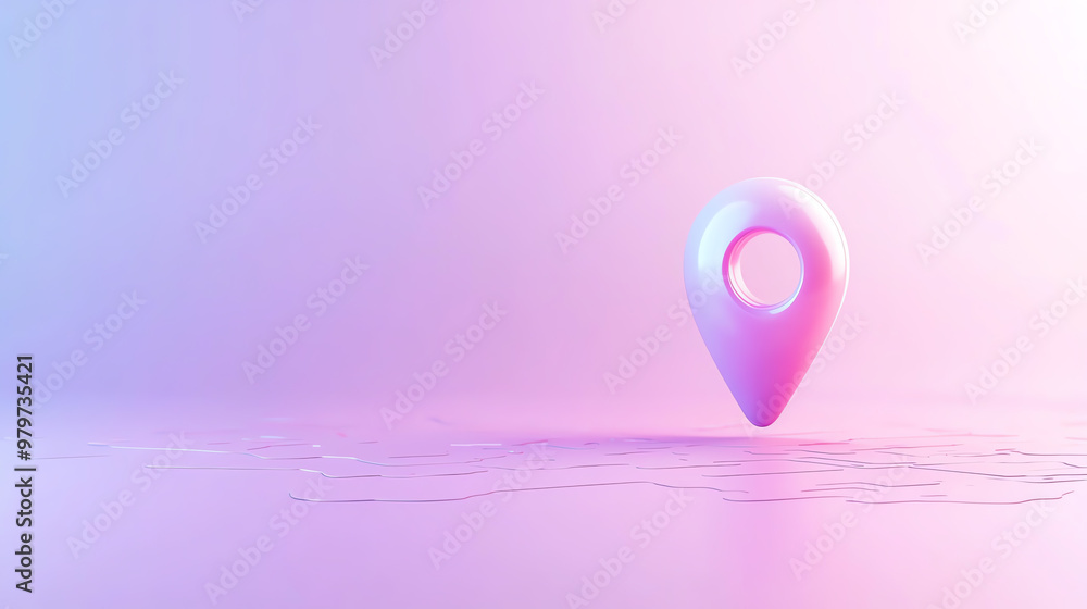Aufkleber a vibrant 3d location pin on a soft gradient background, symbolizing navigation and digital mapping.