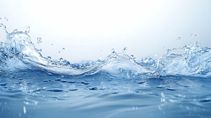 Water Splashing in Blue Liquid,  Creating a Beautiful and Dynamic Scene with a Soft Background