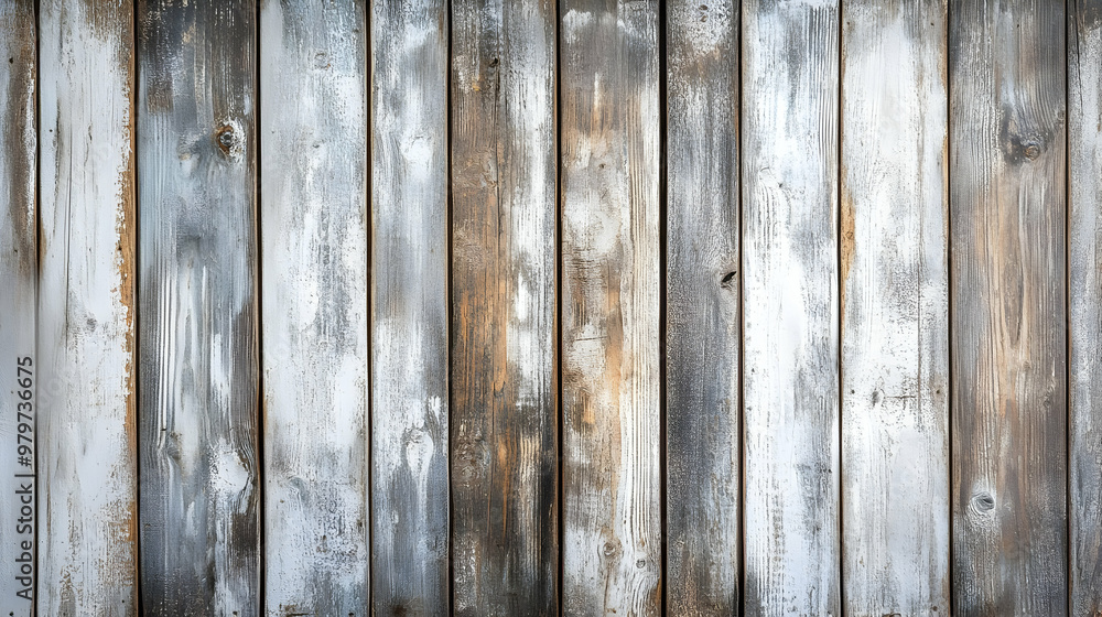 Poster whitewashed wood planks with natural grain patterns and texture abstract background for design proje