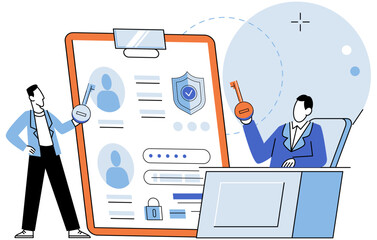User authorization. Vector illustration. Safety measures are necessary to maintain secure online environment for users User accounts should be protected through secure authentication methods
