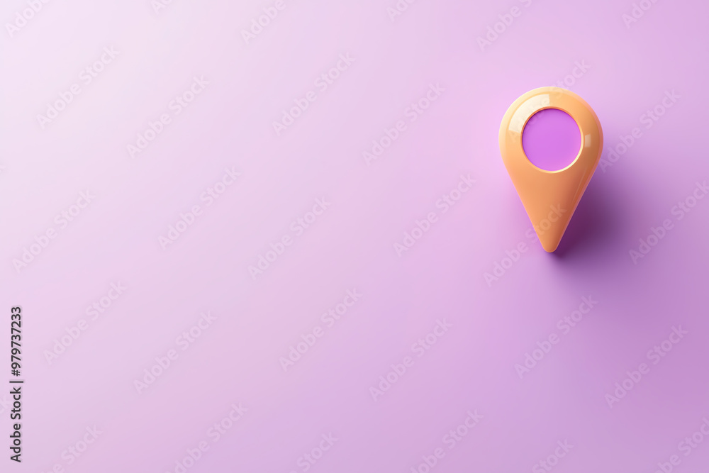 Aufkleber a vibrant orange location pin on a soft purple background, symbolizing navigation and mapping concep